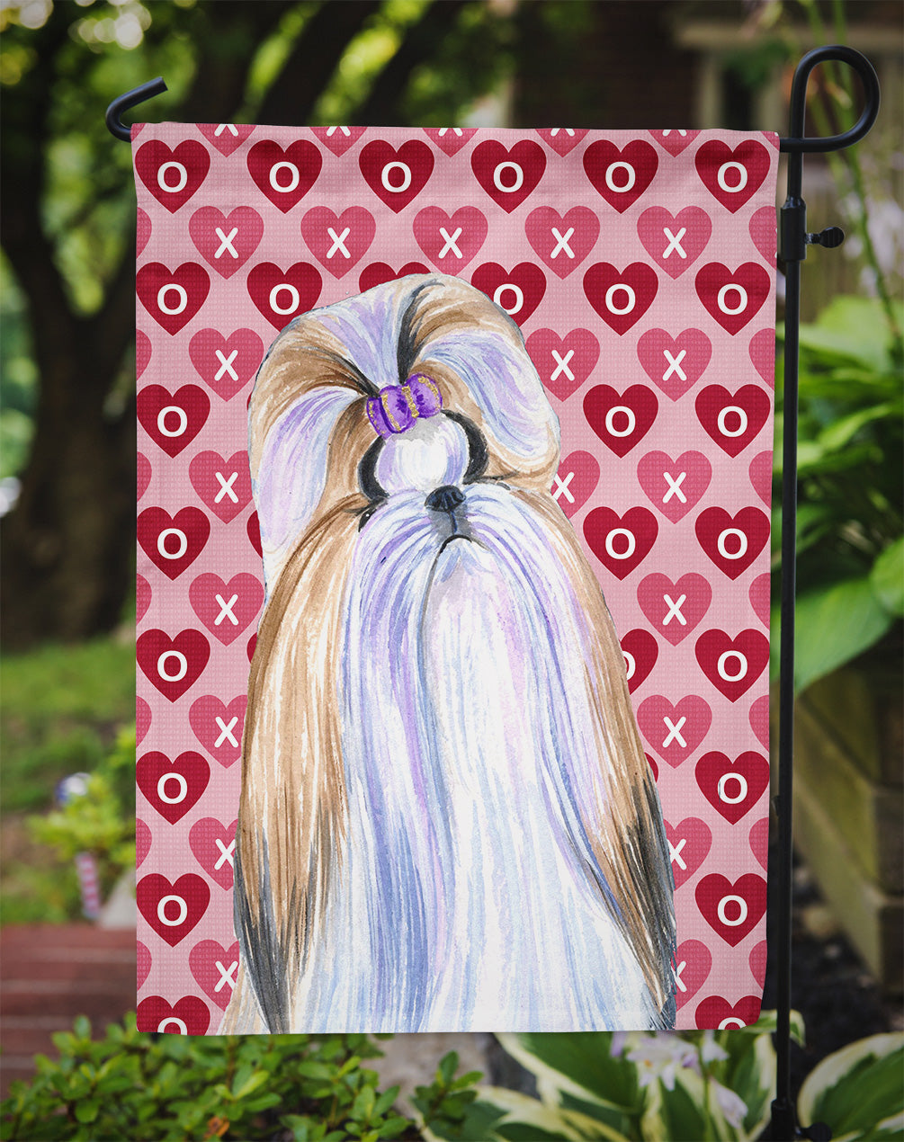 Shih Tzu Hearts Love and Valentine's Day Portrait Garden Flag Mailbox Decorative Yard Banner Outside Patio Artwork for Flower Beds, Garden Size, Multicolor