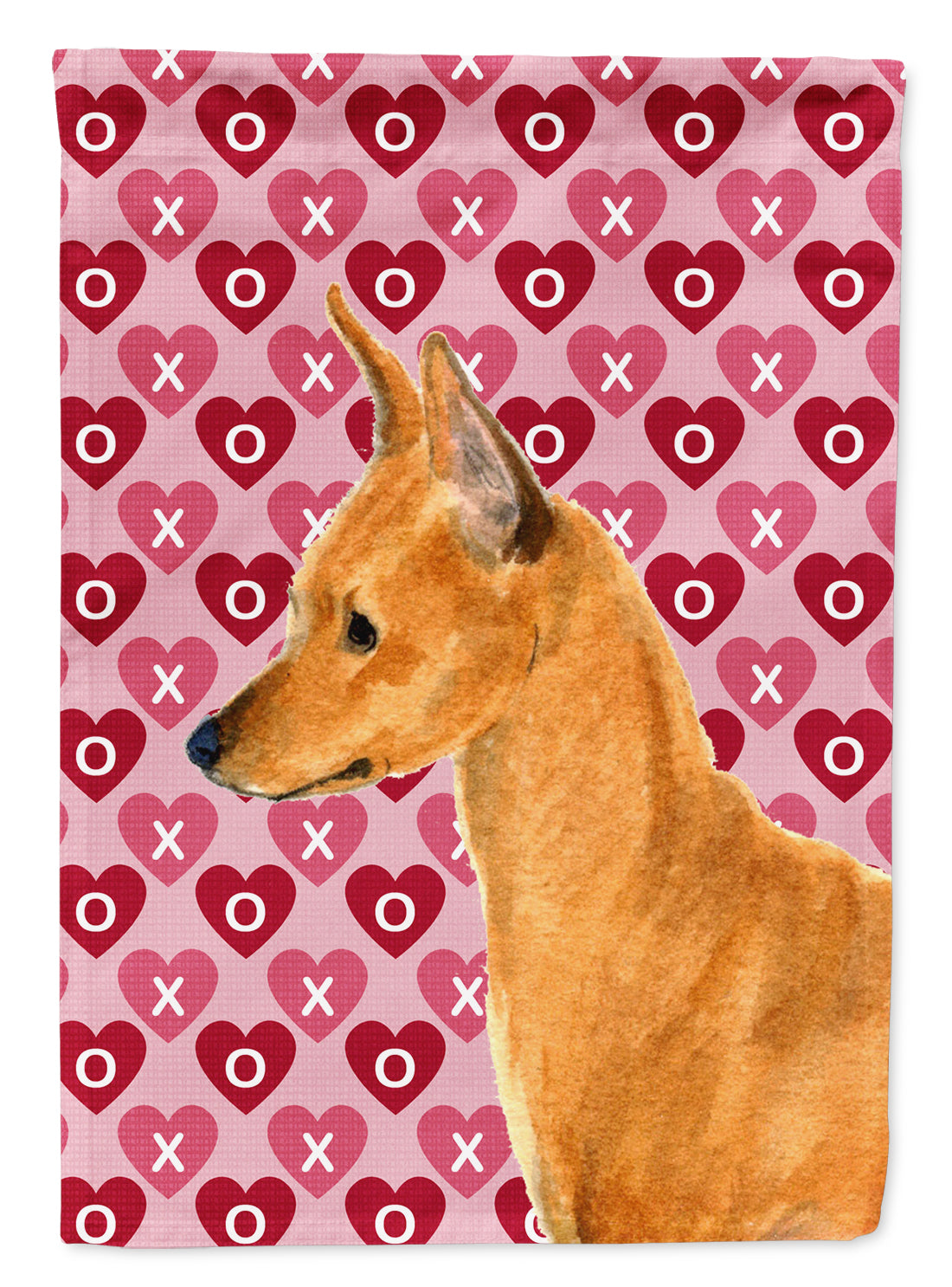Min Pin Hearts Love and Valentine's Day Portrait Garden Flag Mailbox Decorative Yard Banner Outside Patio Artwork for Flower Beds, Garden Size, Multicolor