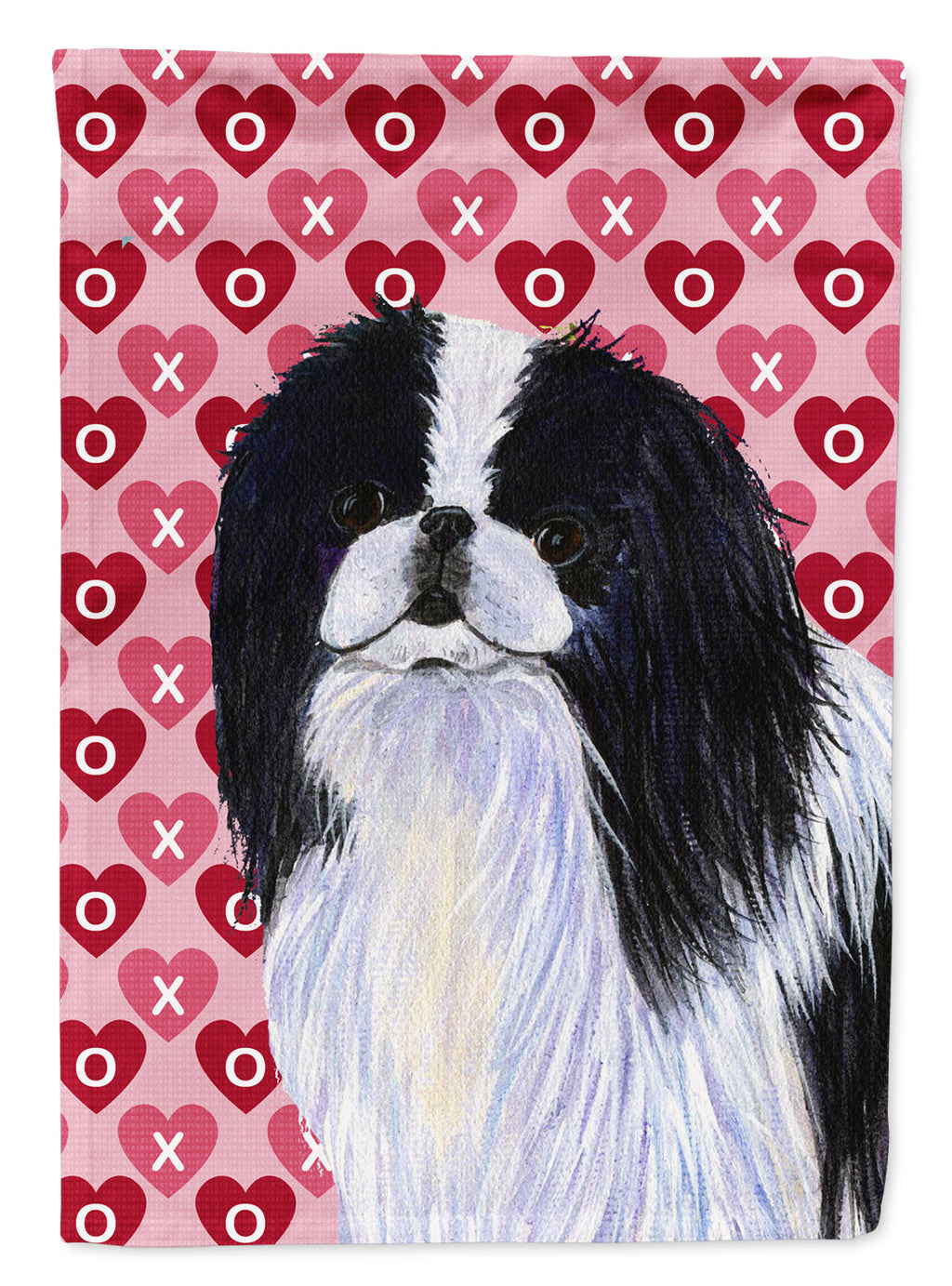 Japanese Chin Hearts Love and Valentine's Day Portrait Garden Flag Mailbox Decorative Yard Banner Outside Patio Artwork for Flower Beds, Garden Size, Multicolor