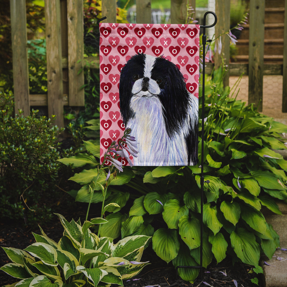 Japanese Chin Hearts Love and Valentine's Day Portrait Garden Flag Mailbox Decorative Yard Banner Outside Patio Artwork for Flower Beds, Garden Size, Multicolor