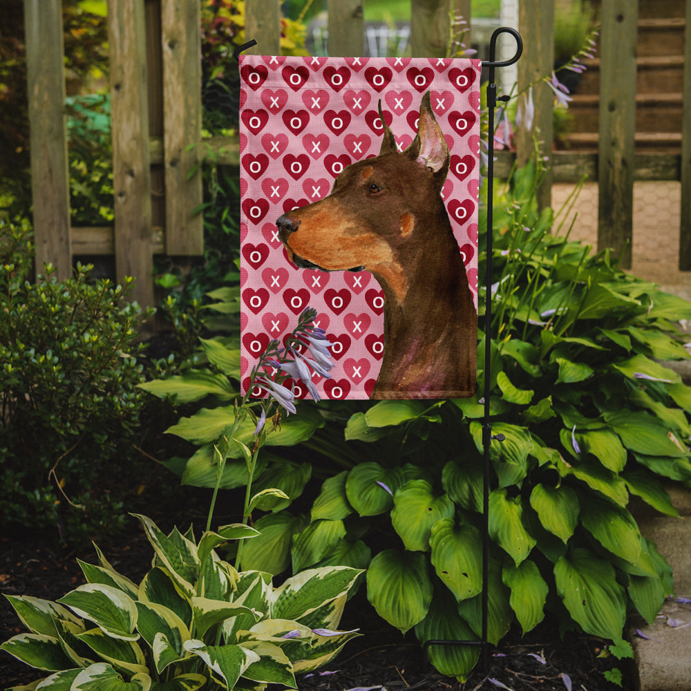 Doberman Hearts Love and Valentine's Day Portrait Garden Flag Mailbox Decorative Yard Banner Outside Patio Artwork for Flower Beds, Garden Size, Multicolor