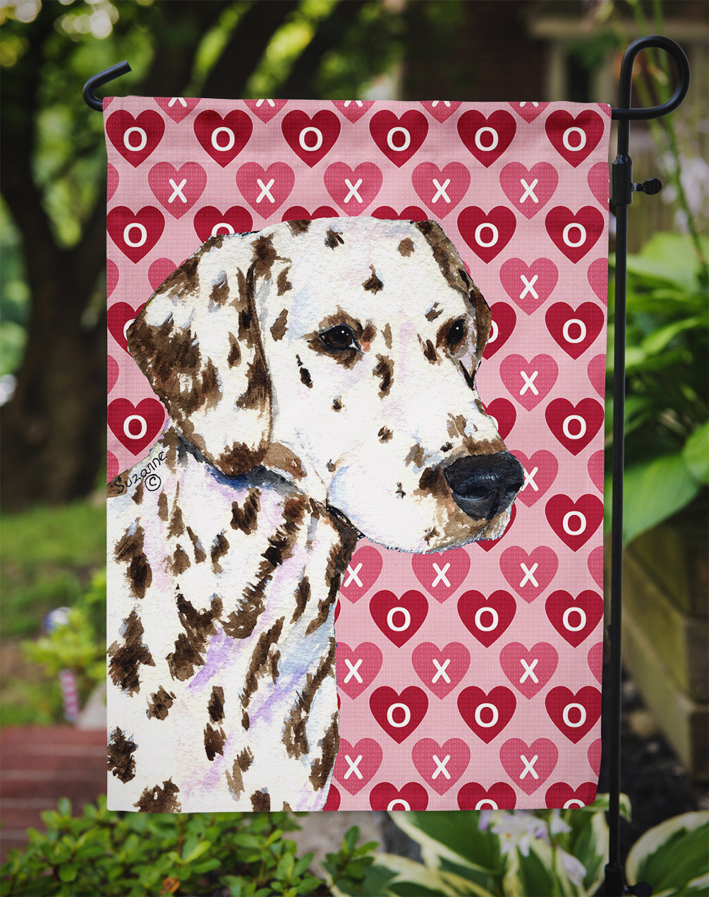Dalmatian Hearts Love and Valentine's Day Portrait Garden Flag Mailbox Decorative Yard Banner Outside Patio Artwork for Flower Beds, Garden Size, Multicolor