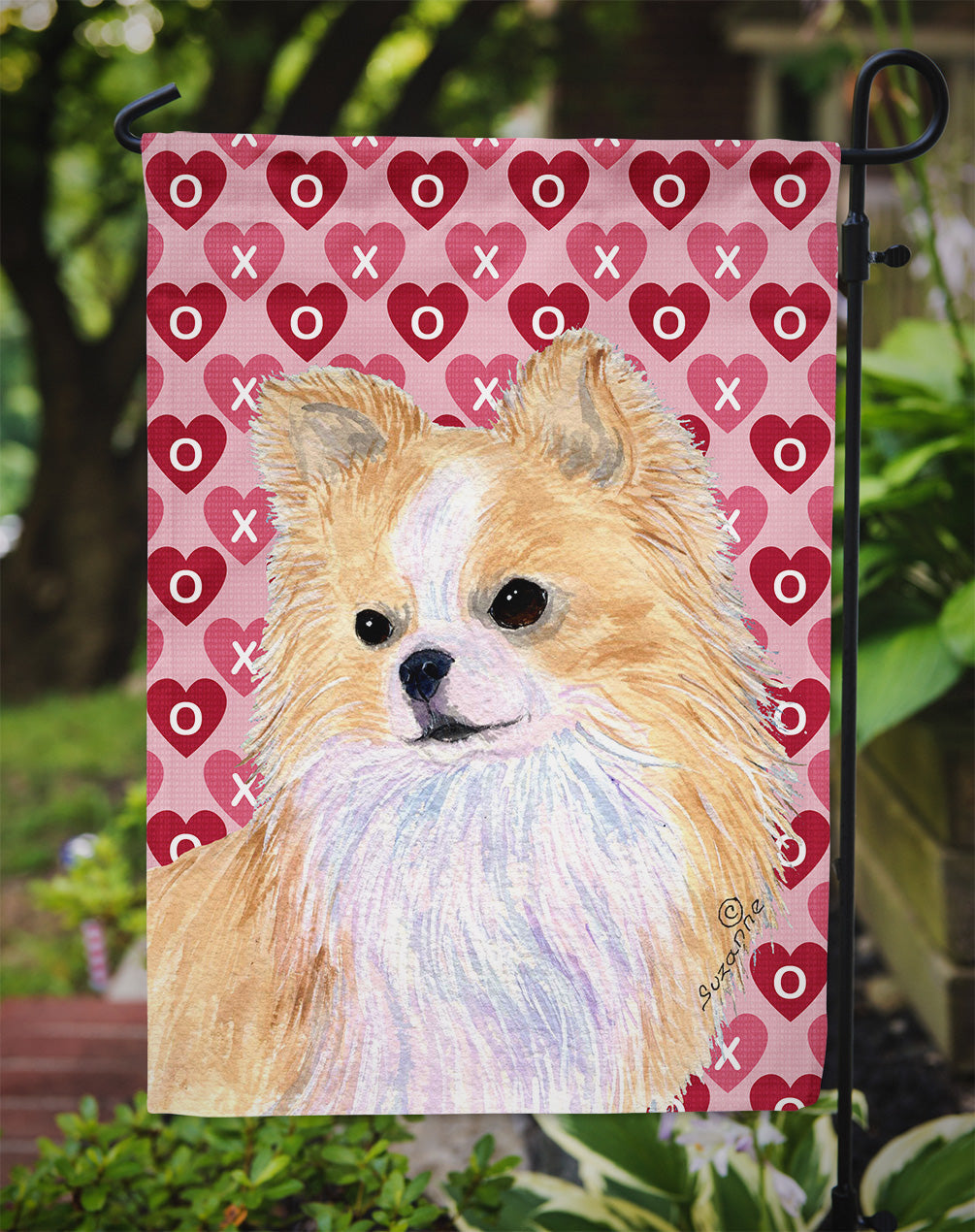 Chihuahua Hearts Love and Valentine's Day Portrait Garden Flag Mailbox Decorative Yard Banner Outside Patio Artwork for Flower Beds, Garden Size, Multicolor
