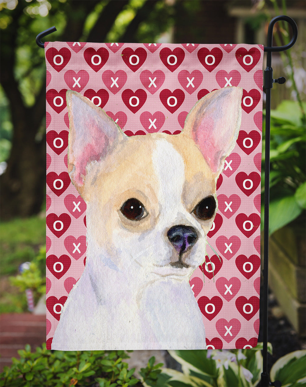 Chihuahua Hearts Love and Valentine's Day Portrait Garden Flag Mailbox Decorative Yard Banner Outside Patio Artwork for Flower Beds, Garden Size, Multicolor
