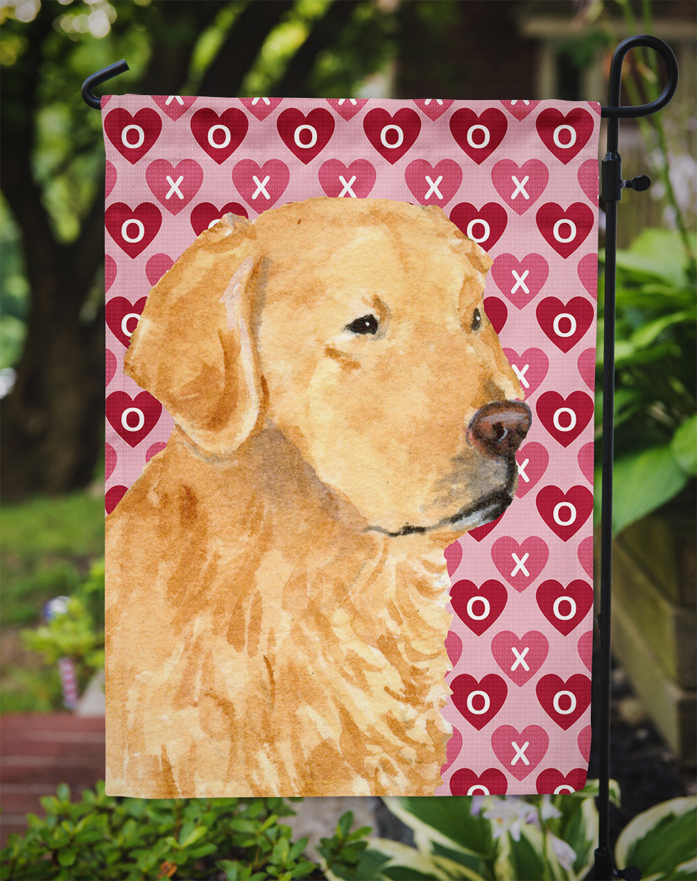 Golden Retriever Hearts Love Valentine's Day Garden Flag Mailbox Decorative Yard Banner Outside Patio Artwork for Flower Beds, Garden Size, Multicolor