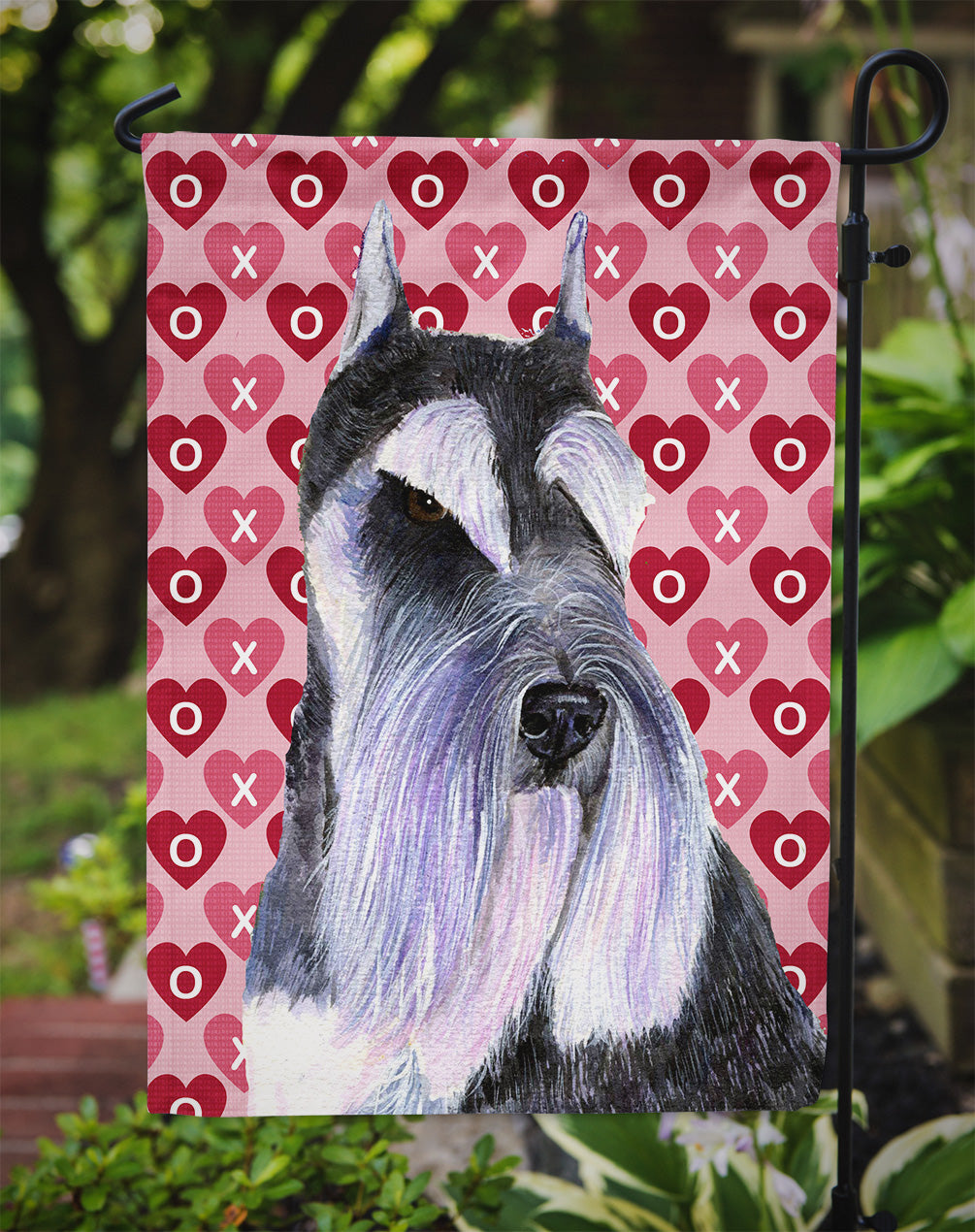 Schnauzer Hearts Love and Valentine's Day Portrait Garden Flag Mailbox Decorative Yard Banner Outside Patio Artwork for Flower Beds, Garden Size, Multicolor