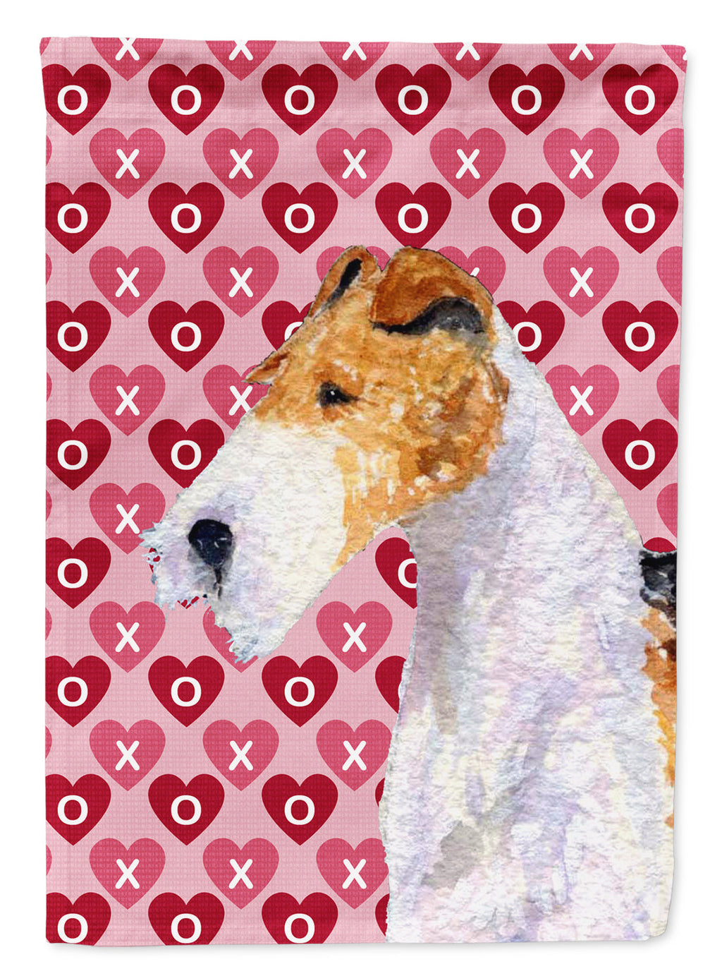 Fox Terrier Hearts Love and Valentine's Day Portrait Garden Flag Mailbox Decorative Yard Banner Outside Patio Artwork for Flower Beds, Garden Size, Multicolor