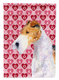 Fox Terrier Hearts Love and Valentine's Day Portrait Garden Flag Mailbox Decorative Yard Banner Outside Patio Artwork for Flower Beds, Garden Size, Multicolor