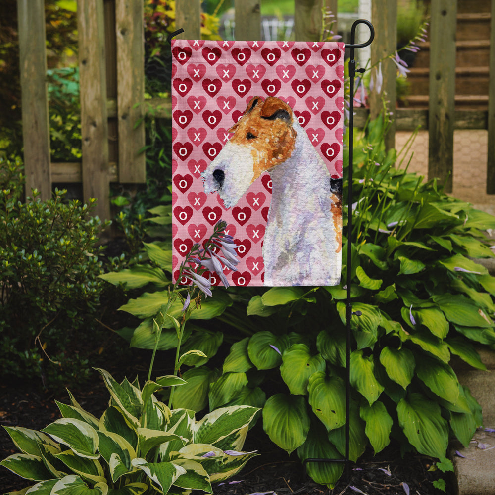 Fox Terrier Hearts Love and Valentine's Day Portrait Garden Flag Mailbox Decorative Yard Banner Outside Patio Artwork for Flower Beds, Garden Size, Multicolor