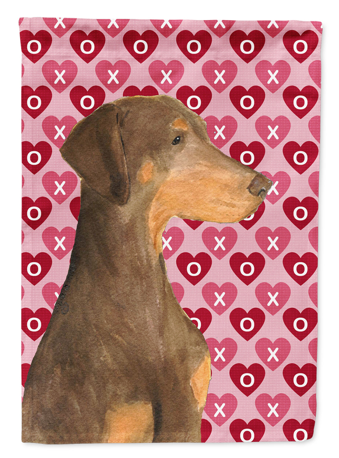Doberman Hearts Love and Valentine's Day Portrait Garden Flag Mailbox Decorative Yard Banner Outside Patio Artwork for Flower Beds, Garden Size, Multicolor