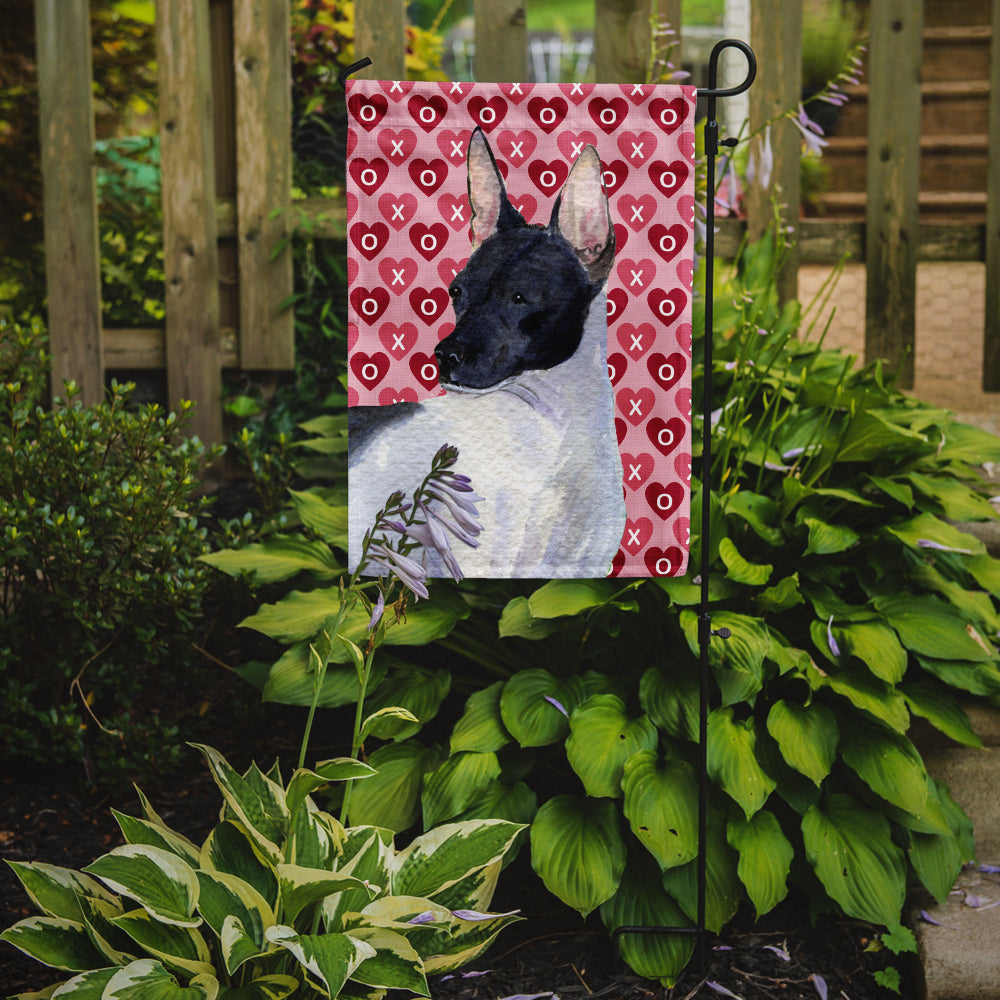 Rat Terrier Hearts Love and Valentine's Day Portrait Garden Flag Mailbox Decorative Yard Banner Outside Patio Artwork for Flower Beds, Garden Size, Multicolor