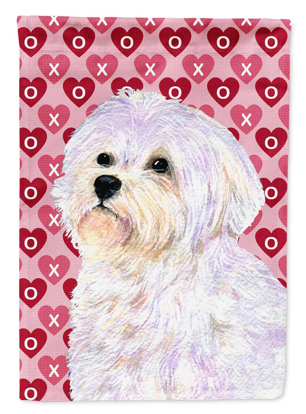Maltese Hearts Love and Valentine's Day Portrait Garden Flag Mailbox Decorative Yard Banner Outside Patio Artwork for Flower Beds, Garden Size, Multicolor
