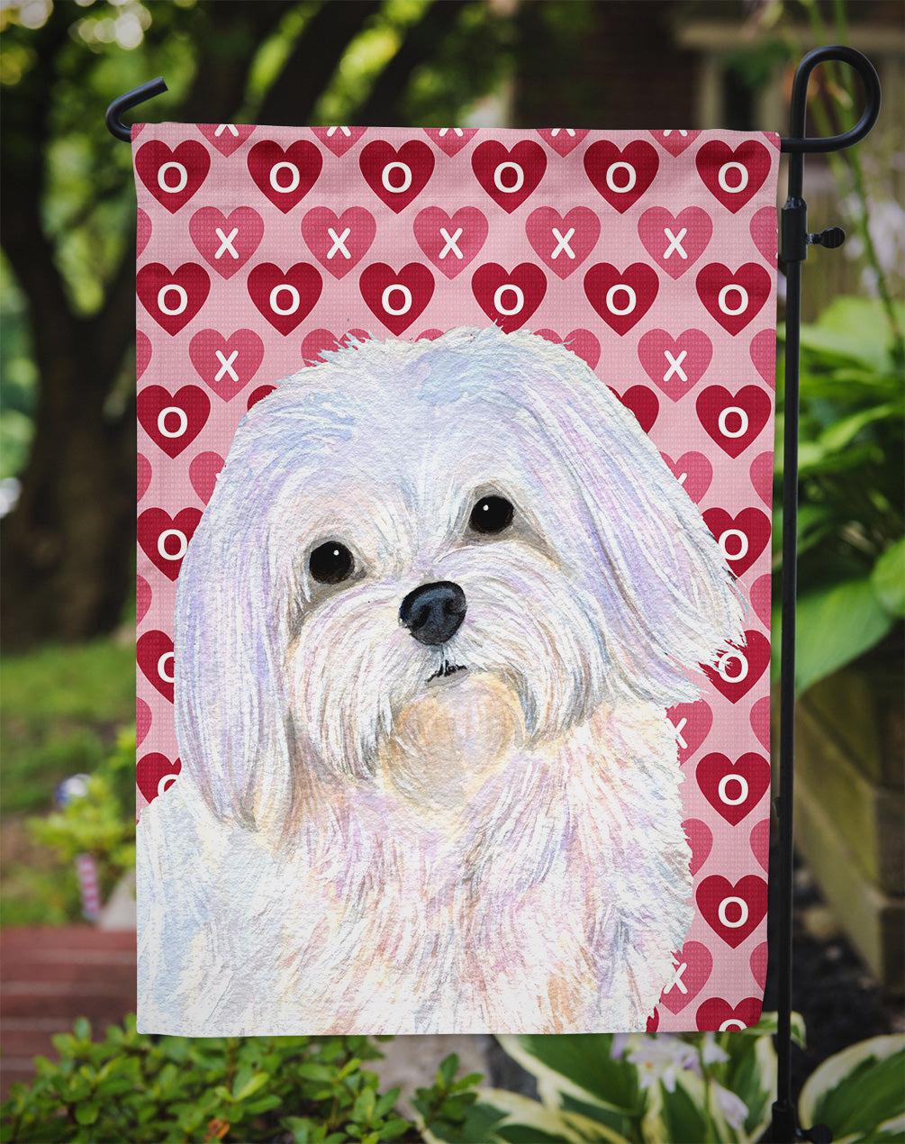 Maltese Hearts Love and Valentine's Day Portrait Garden Flag Mailbox Decorative Yard Banner Outside Patio Artwork for Flower Beds, Garden Size, Multicolor