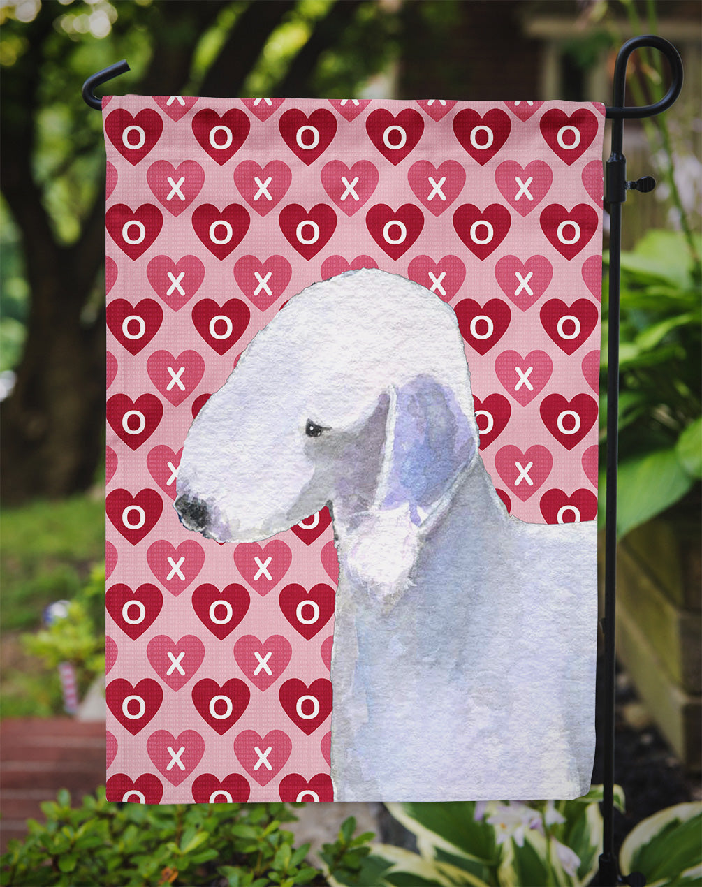 Bedlington Terrier Hearts Love and Valentine's Day Portrait Garden Flag Mailbox Decorative Yard Banner Outside Patio Artwork for Flower Beds, Garden Size, Multicolor