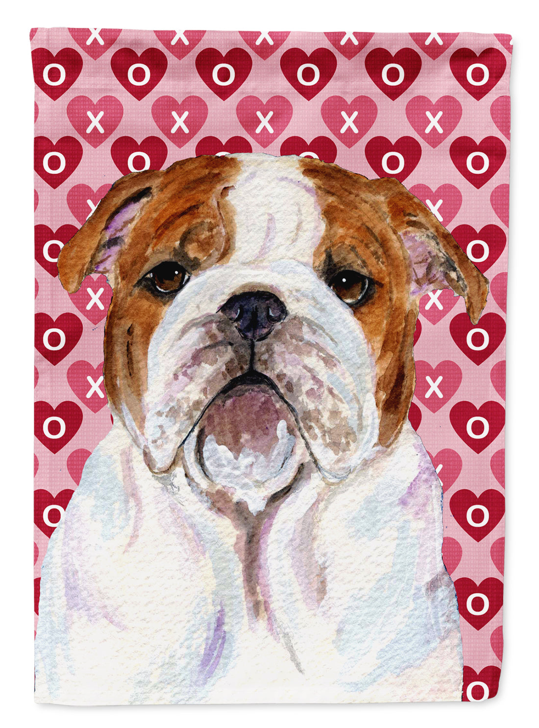 Bulldog English Hearts Love Valentine's Day Garden Flag Mailbox Decorative Yard Banner Outside Patio Artwork for Flower Beds, Garden Size, Multicolor