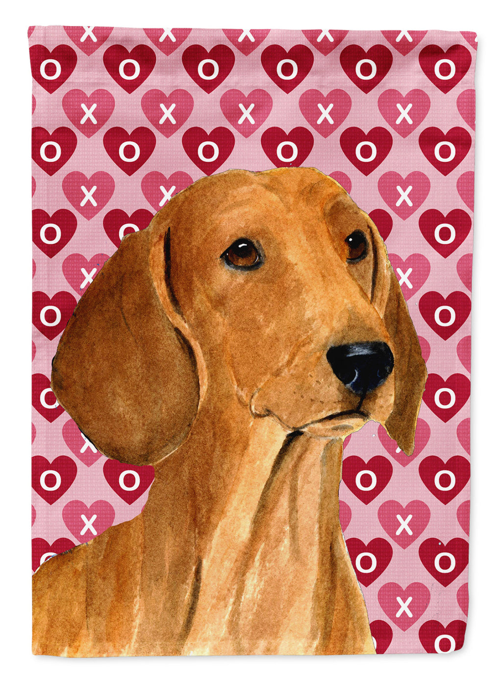 Dachshund Hearts Love and Valentine's Day Portrait Garden Flag Mailbox Decorative Yard Banner Outside Patio Artwork for Flower Beds, Garden Size, Multicolor