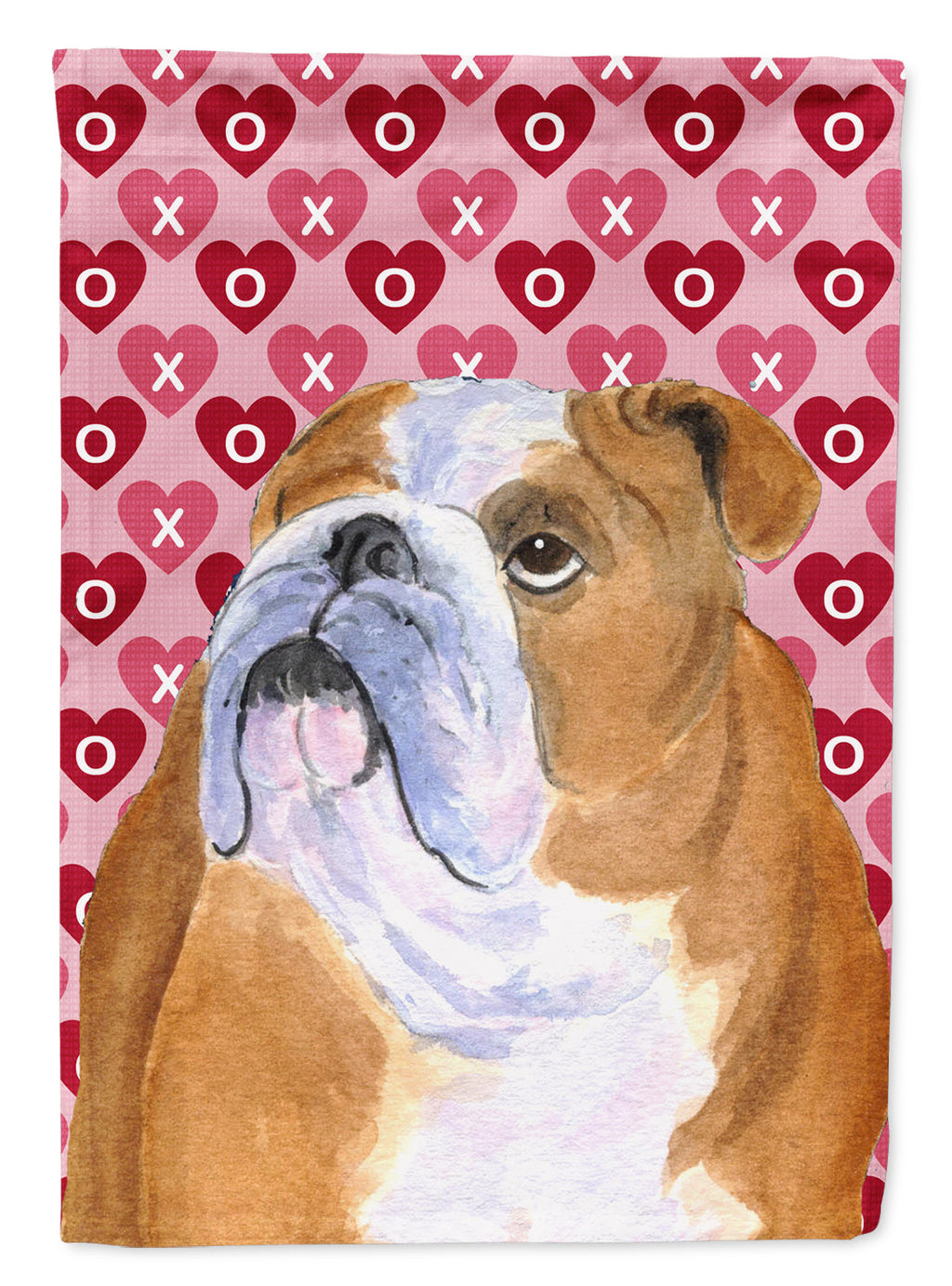 Bulldog English Hearts Love Valentine's Day Garden Flag Mailbox Decorative Yard Banner Outside Patio Artwork for Flower Beds, Garden Size, Multicolor
