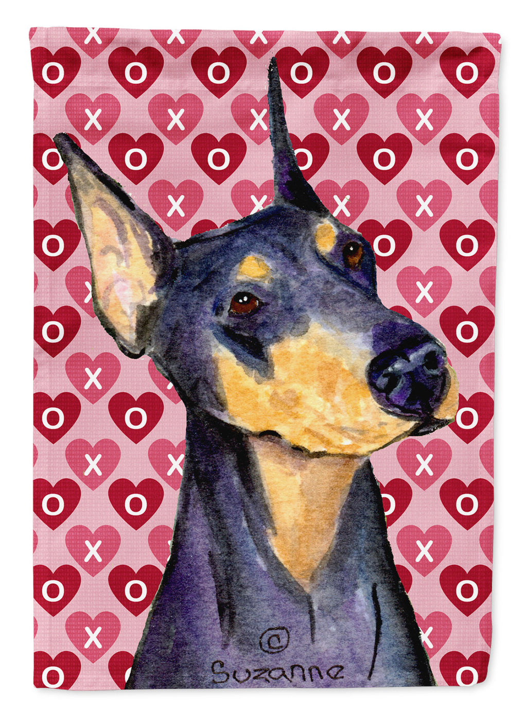 Doberman Hearts Love and Valentine's Day Portrait Garden Flag Mailbox Decorative Yard Banner Outside Patio Artwork for Flower Beds, Garden Size, Multicolor