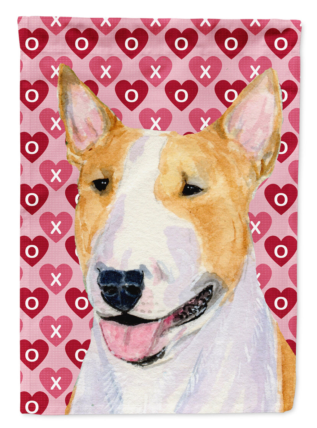 Bull Terrier Hearts Love and Valentine's Day Portrait Garden Flag Mailbox Decorative Yard Banner Outside Patio Artwork for Flower Beds, Garden Size, Multicolor
