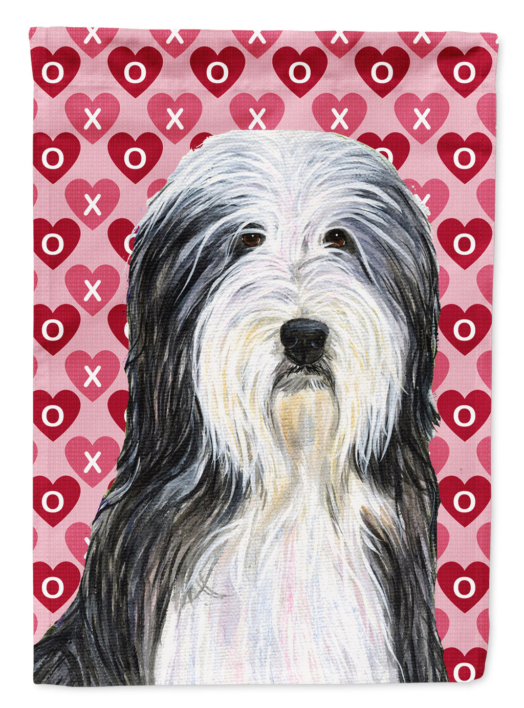 Bearded Collie Hearts Love and Valentine's Day Portrait Garden Flag Mailbox Decorative Yard Banner Outside Patio Artwork for Flower Beds, Garden Size, Multicolor