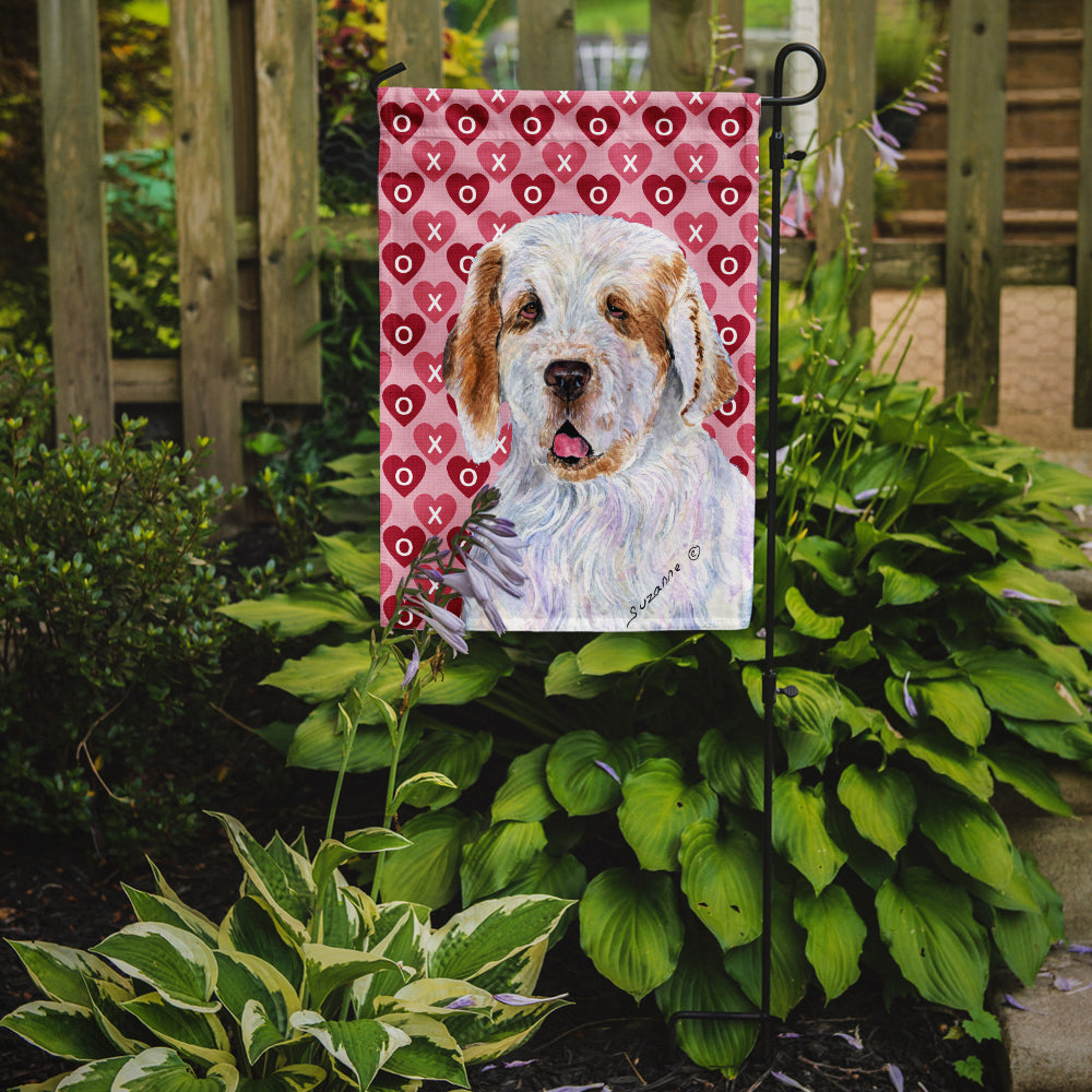 Clumber Spaniel Hearts Love and Valentine's Day Portrait Garden Flag Mailbox Decorative Yard Banner Outside Patio Artwork for Flower Beds, Garden Size, Multicolor