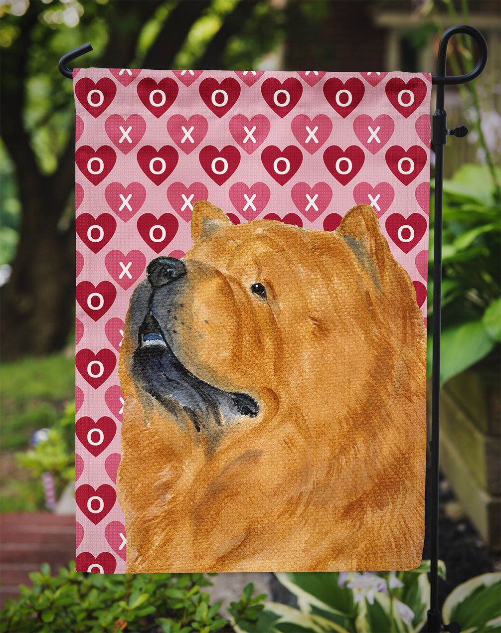 Chow Chow Hearts Love and Valentine's Day Portrait Garden Flag Mailbox Decorative Yard Banner Outside Patio Artwork for Flower Beds, Garden Size, Multicolor