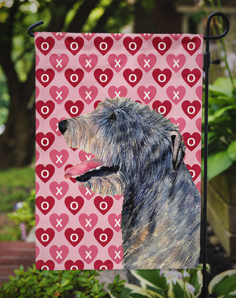 Irish Wolfhound Hearts Love and Valentine's Day Portrait Garden Flag Mailbox Decorative Yard Banner Outside Patio Artwork for Flower Beds, Garden Size, Multicolor