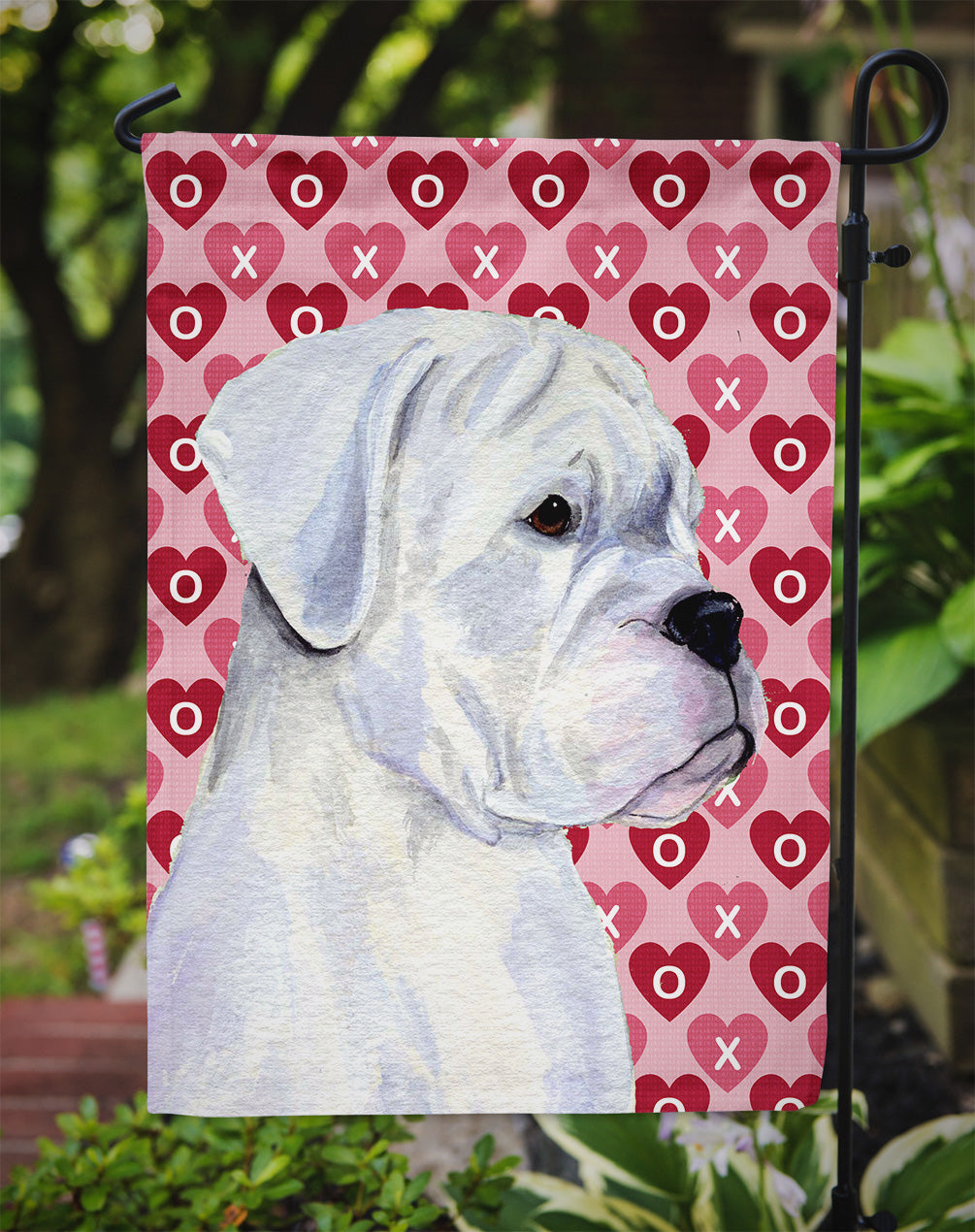Boxer Hearts Love and Valentine's Day Portrait Garden Flag Mailbox Decorative Yard Banner Outside Patio Artwork for Flower Beds, Garden Size, Multicolor