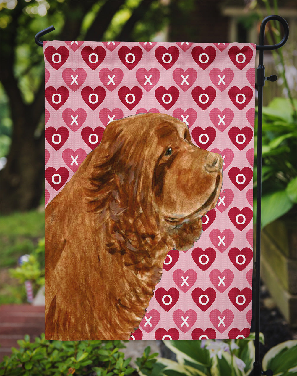 Sussex Spaniel Hearts Love Valentine's Day Garden Flag Mailbox Decorative Yard Banner Outside Patio Artwork for Flower Beds, Garden Size, Multicolor