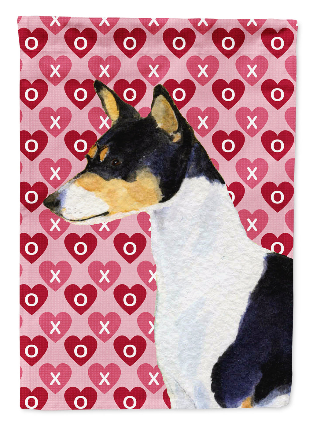 Basenji Hearts Love and Valentine's Day Portrait Garden Flag Mailbox Decorative Yard Banner Outside Patio Artwork for Flower Beds, Garden Size, Multicolor