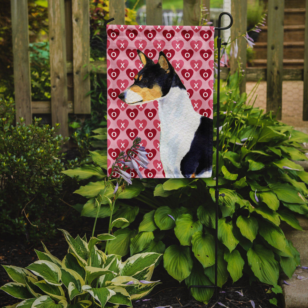 Basenji Hearts Love and Valentine's Day Portrait Garden Flag Mailbox Decorative Yard Banner Outside Patio Artwork for Flower Beds, Garden Size, Multicolor