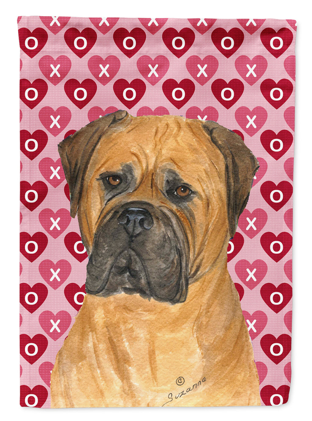 Bullmastiff Hearts Love and Valentine's Day Portrait Garden Flag Mailbox Decorative Yard Banner Outside Patio Artwork for Flower Beds, Garden Size, Multicolor
