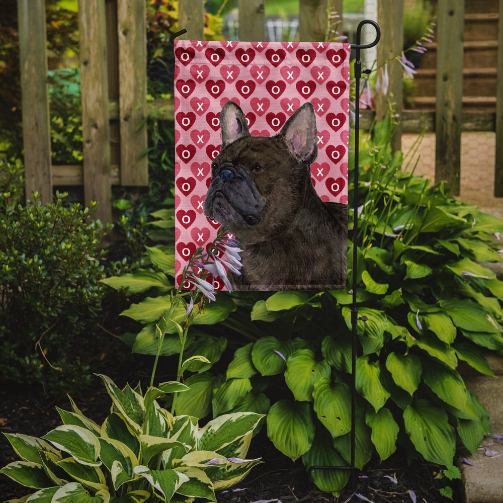 French Bulldog Hearts Love and Valentine's Day Portrait Garden Flag Mailbox Decorative Yard Banner Outside Patio Artwork for Flower Beds, Garden Size, Multicolor