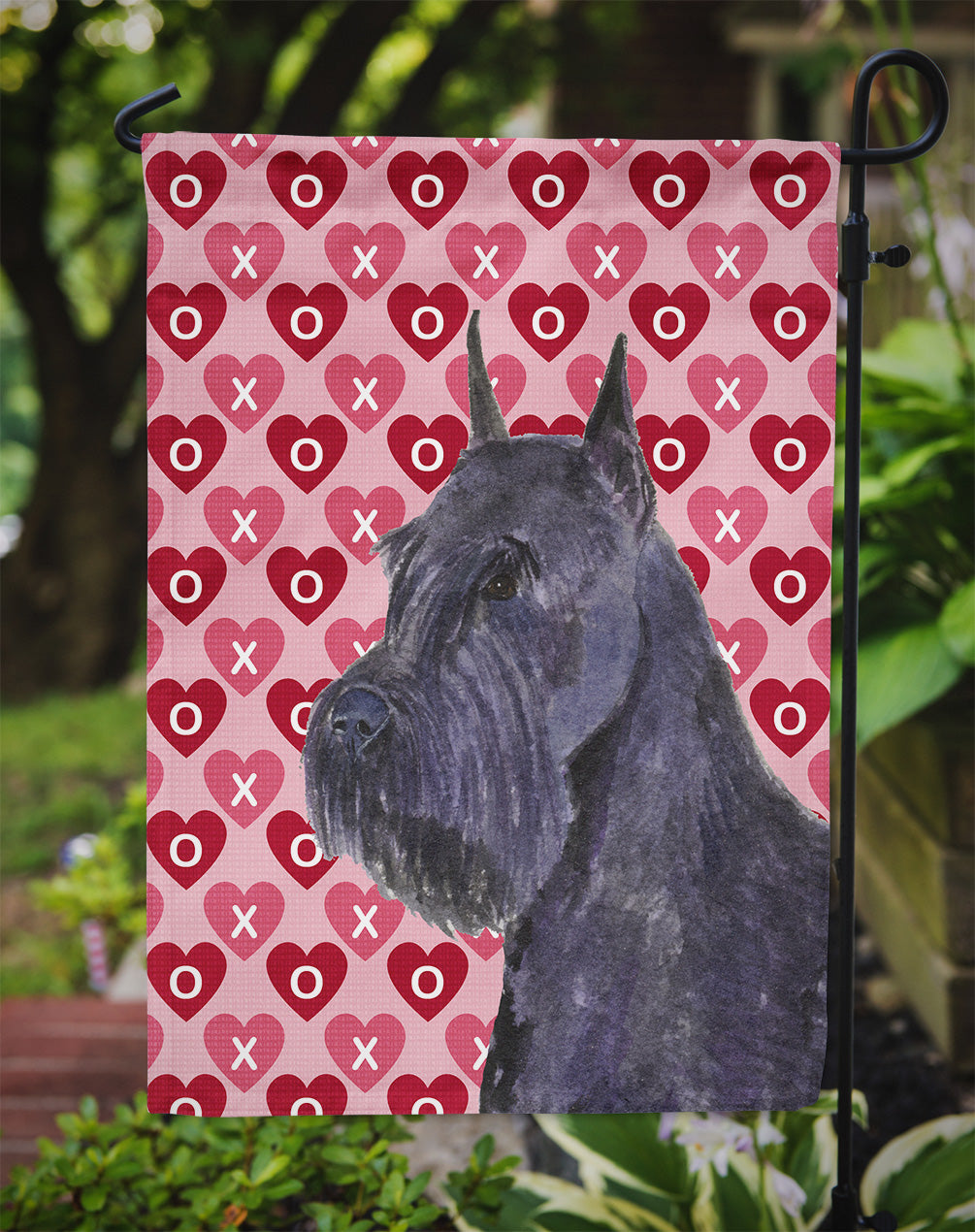 Schnauzer Hearts Love and Valentine's Day Portrait Garden Flag Mailbox Decorative Yard Banner Outside Patio Artwork for Flower Beds, Garden Size, Multicolor