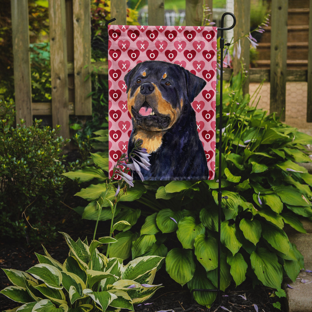 Rottweiler Hearts Love and Valentine's Day Portrait Garden Flag Mailbox Decorative Yard Banner Outside Patio Artwork for Flower Beds, Garden Size, Multicolor