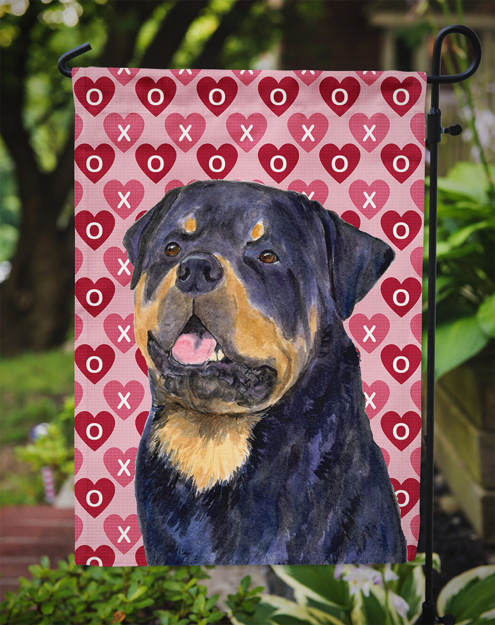 Rottweiler Hearts Love and Valentine's Day Portrait Garden Flag Mailbox Decorative Yard Banner Outside Patio Artwork for Flower Beds, Garden Size, Multicolor