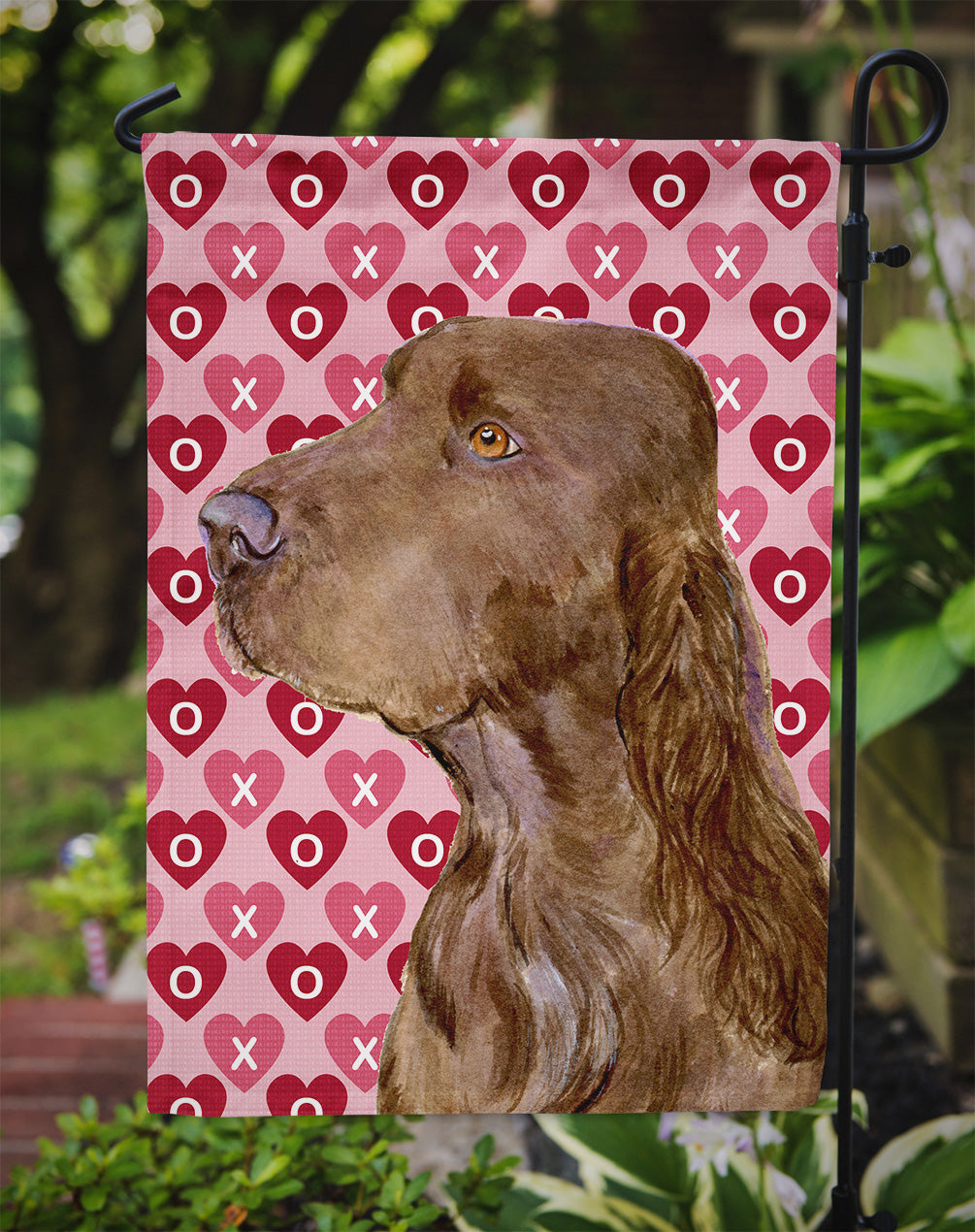 Field Spaniel Hearts Love and Valentine's Day Portrait Garden Flag Mailbox Decorative Yard Banner Outside Patio Artwork for Flower Beds, Garden Size, Multicolor