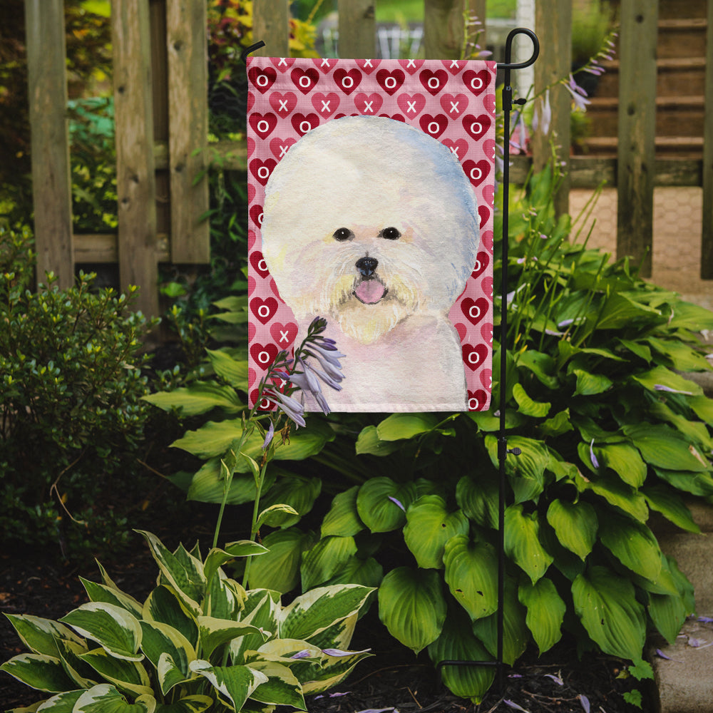 Bichon Frise Hearts Love and Valentine's Day Portrait Garden Flag Mailbox Decorative Yard Banner Outside Patio Artwork for Flower Beds, Garden Size, Multicolor