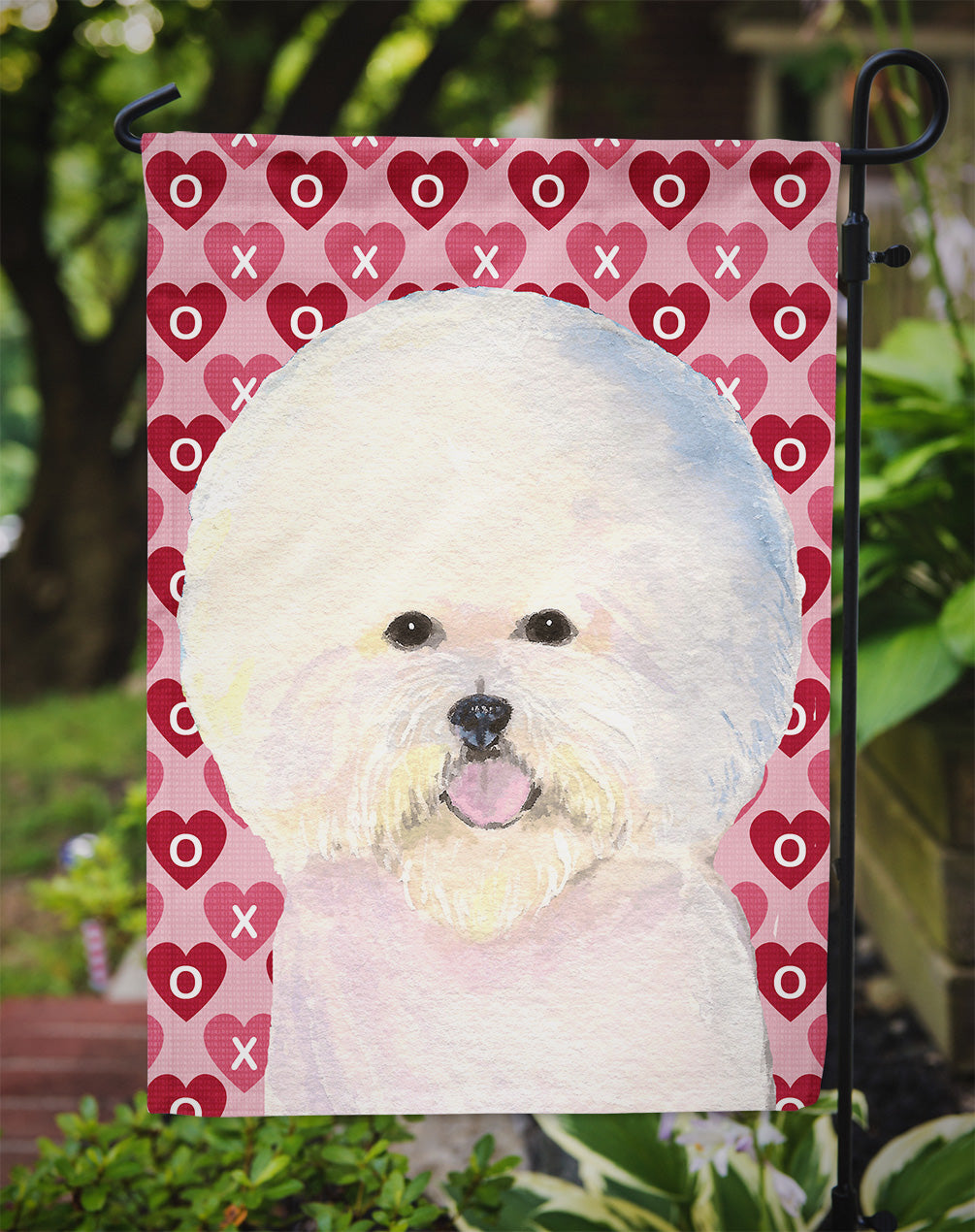 Bichon Frise Hearts Love and Valentine's Day Portrait Garden Flag Mailbox Decorative Yard Banner Outside Patio Artwork for Flower Beds, Garden Size, Multicolor