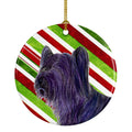 Skye Terrier Candy Cane Holiday Christmas Ceramic Ornament Christmas Tree Hanging Decorations for Home Christmas Holiday, Party, Gift, 3 in, Multicolor
