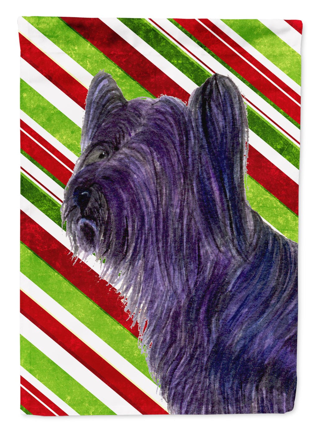 Skye Terrier Candy Cane Holiday Christmas Garden Flag Mailbox Decorative Yard Banner Outside Patio Artwork for Flower Beds, Garden Size, Multicolor