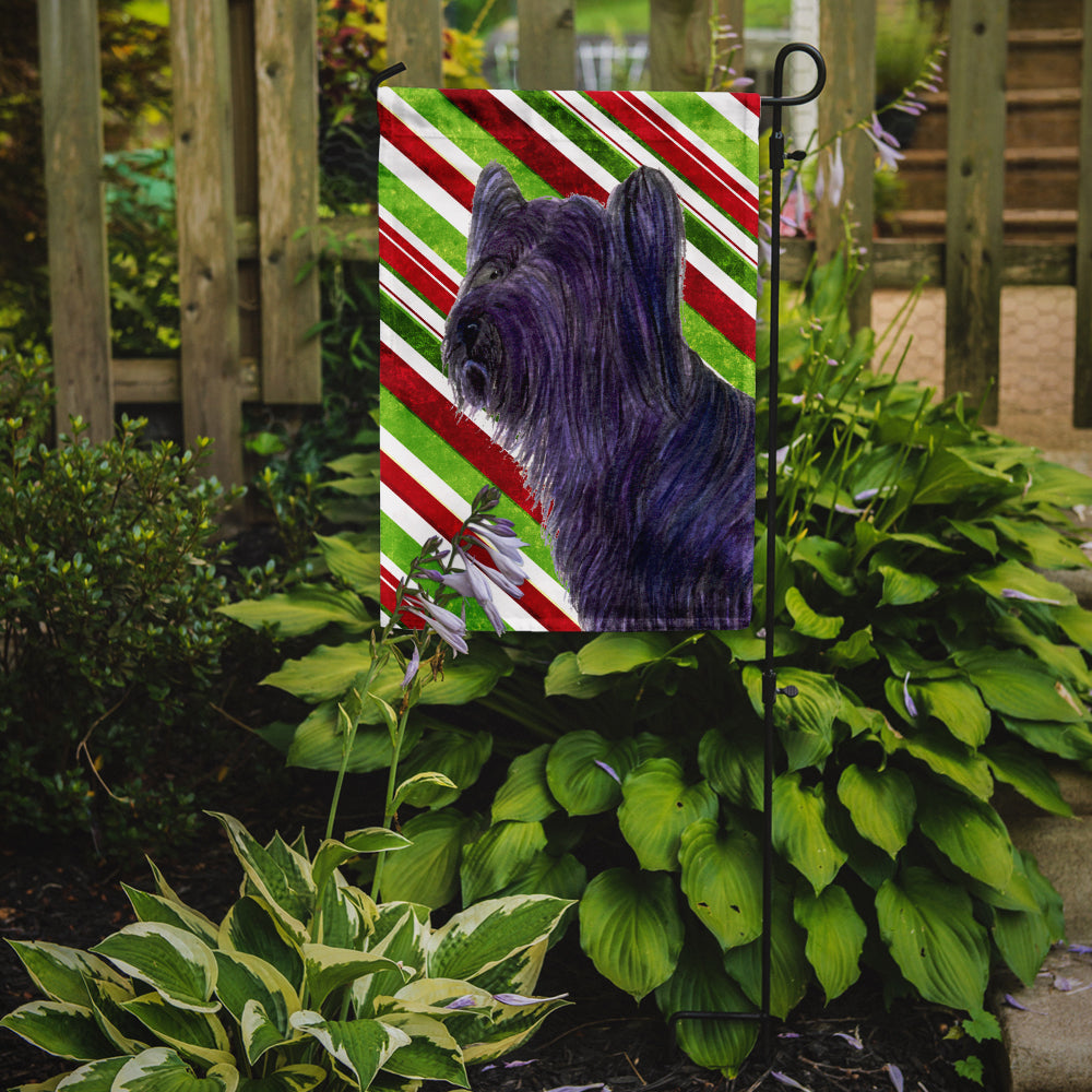 Skye Terrier Candy Cane Holiday Christmas Garden Flag Mailbox Decorative Yard Banner Outside Patio Artwork for Flower Beds, Garden Size, Multicolor