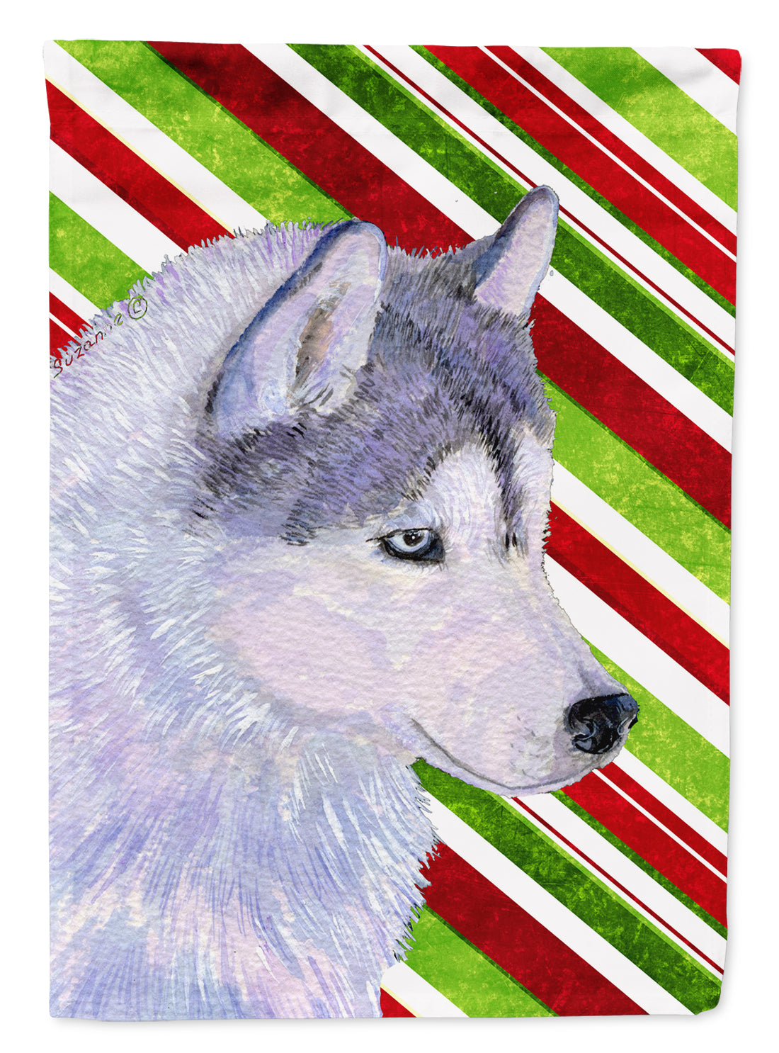 Siberian Husky Candy Cane Holiday Christmas Garden Flag Mailbox Decorative Yard Banner Outside Patio Artwork for Flower Beds, Garden Size, Multicolor