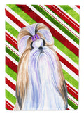 Shih Tzu Candy Cane Holiday Christmas Garden Flag Mailbox Decorative Yard Banner Outside Patio Artwork for Flower Beds, Garden Size, Multicolor