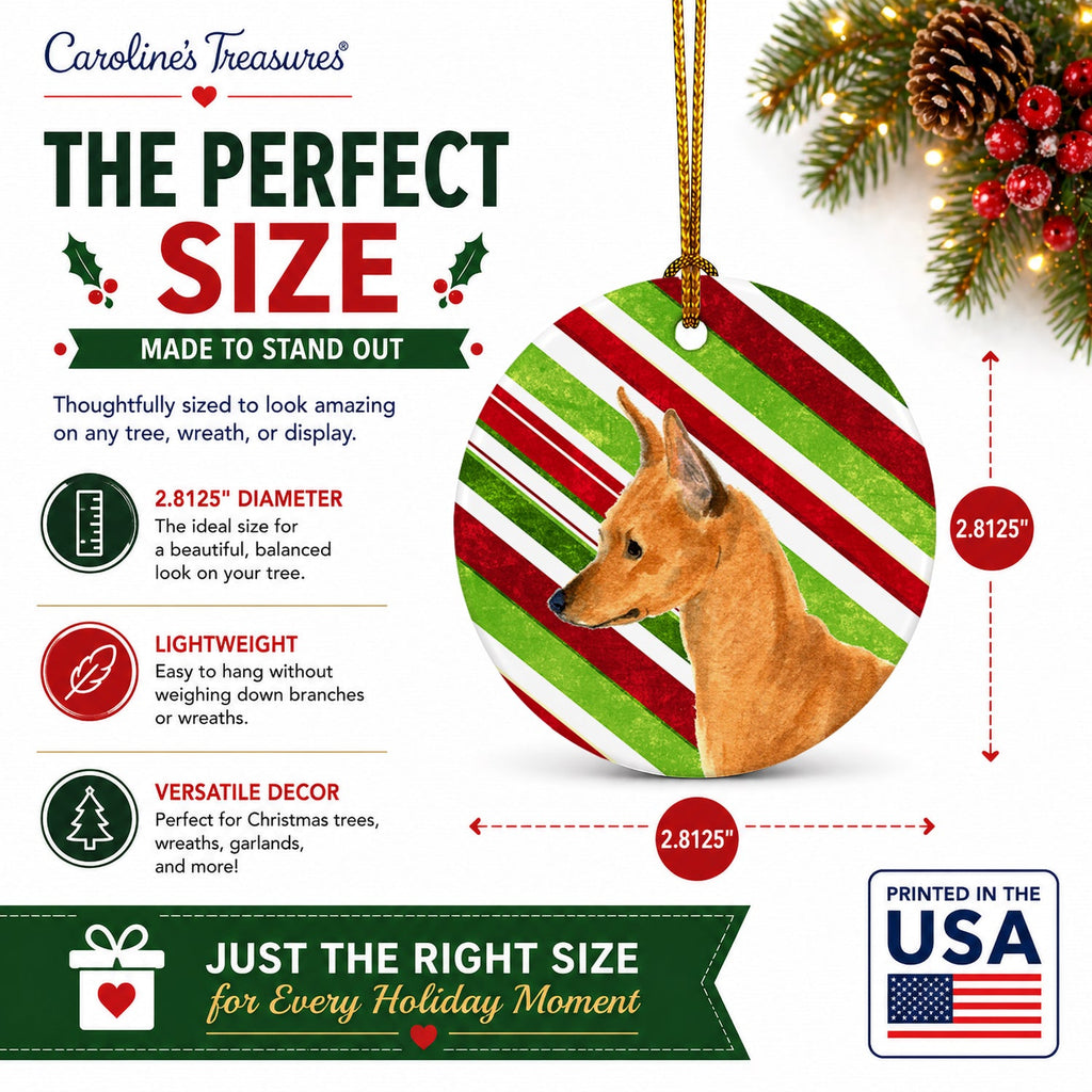 Min Pin Candy Cane Holiday Christmas Ceramic Ornament Christmas Tree Hanging Decorations for Home Christmas Holiday, Party, Gift, 3 in, Multicolor