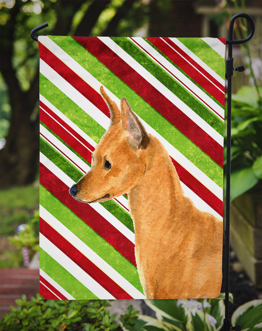 Min Pin Candy Cane Holiday Christmas Garden Flag Mailbox Decorative Yard Banner Outside Patio Artwork for Flower Beds, Garden Size, Multicolor