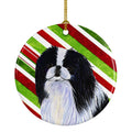 Japanese Chin Candy Cane Holiday Christmas Ceramic Ornament Christmas Tree Hanging Decorations for Home Christmas Holiday, Party, Gift, 3 in, Multicolor