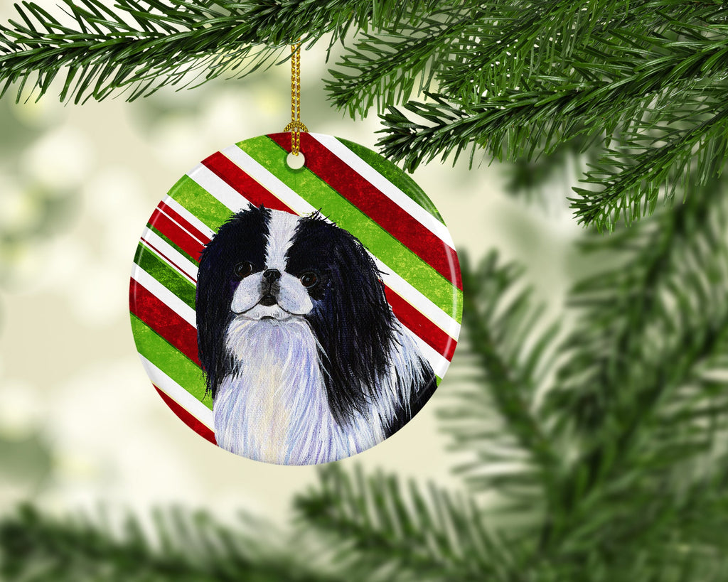 Japanese Chin Candy Cane Holiday Christmas Ceramic Ornament Christmas Tree Hanging Decorations for Home Christmas Holiday, Party, Gift, 3 in, Multicolor