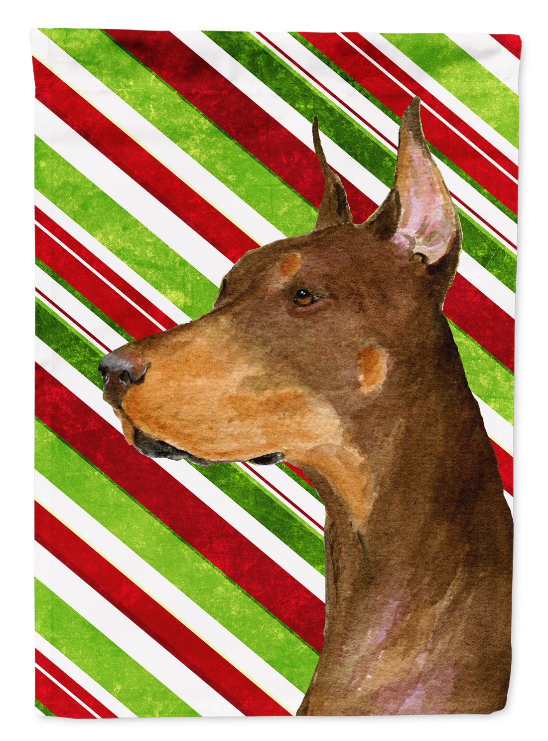 Doberman Candy Cane Holiday Christmas Garden Flag Mailbox Decorative Yard Banner Outside Patio Artwork for Flower Beds, Garden Size, Multicolor