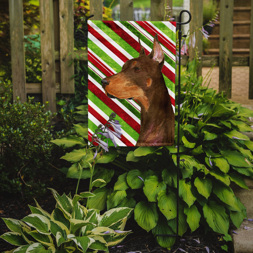 Doberman Candy Cane Holiday Christmas Garden Flag Mailbox Decorative Yard Banner Outside Patio Artwork for Flower Beds, Garden Size, Multicolor